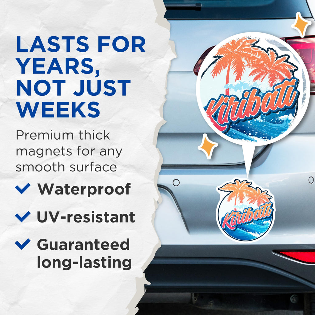 (2 Pack) Kiribati Magnets - Island Travel Decor - Tropical Palm Tree Fridge Magnets - 5" On Longest Side - Premium Magnet - for Cars, Refrigerators, Toolboxes, Lockers - Made in USA - MAG17471