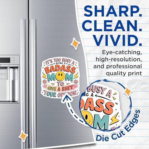 (2 Pack) Badass Mom Magnets - Fun Mom - Humorous Quote Magnets - 5" On Longest Side - for Cars, Fridges, Toolboxes - Made in USA - MAG3913