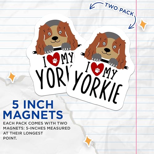 (2 Pack) I Love My Yorkie Magnets - Cute Dog Magnets - Funny Pet - 5" On Longest Side - for Cars, Fridges, Toolboxes - Made in USA - MAG4299