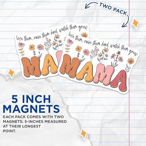 (2 Pack) Mama Magnets Magnets - Floral Mama Decor - 5" On Longest Side - Made in USA - Sticks to Refrigerators & Metal Surfaces - MAG8771