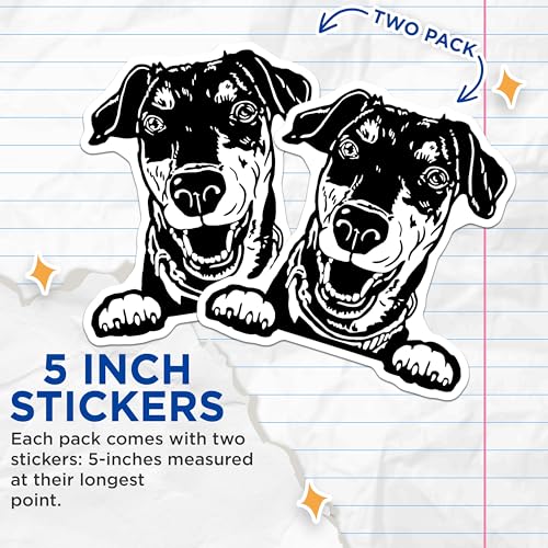 (2 Pack) Dog Lover Stickers - Black Dog Decal - Pet Owner Car Stickers - Adorable Puppy Art - Cute Pet Illustration - 5" On Longest Side - Sticks to Smooth Flat Surfaces - Made in USA - BMCS4034