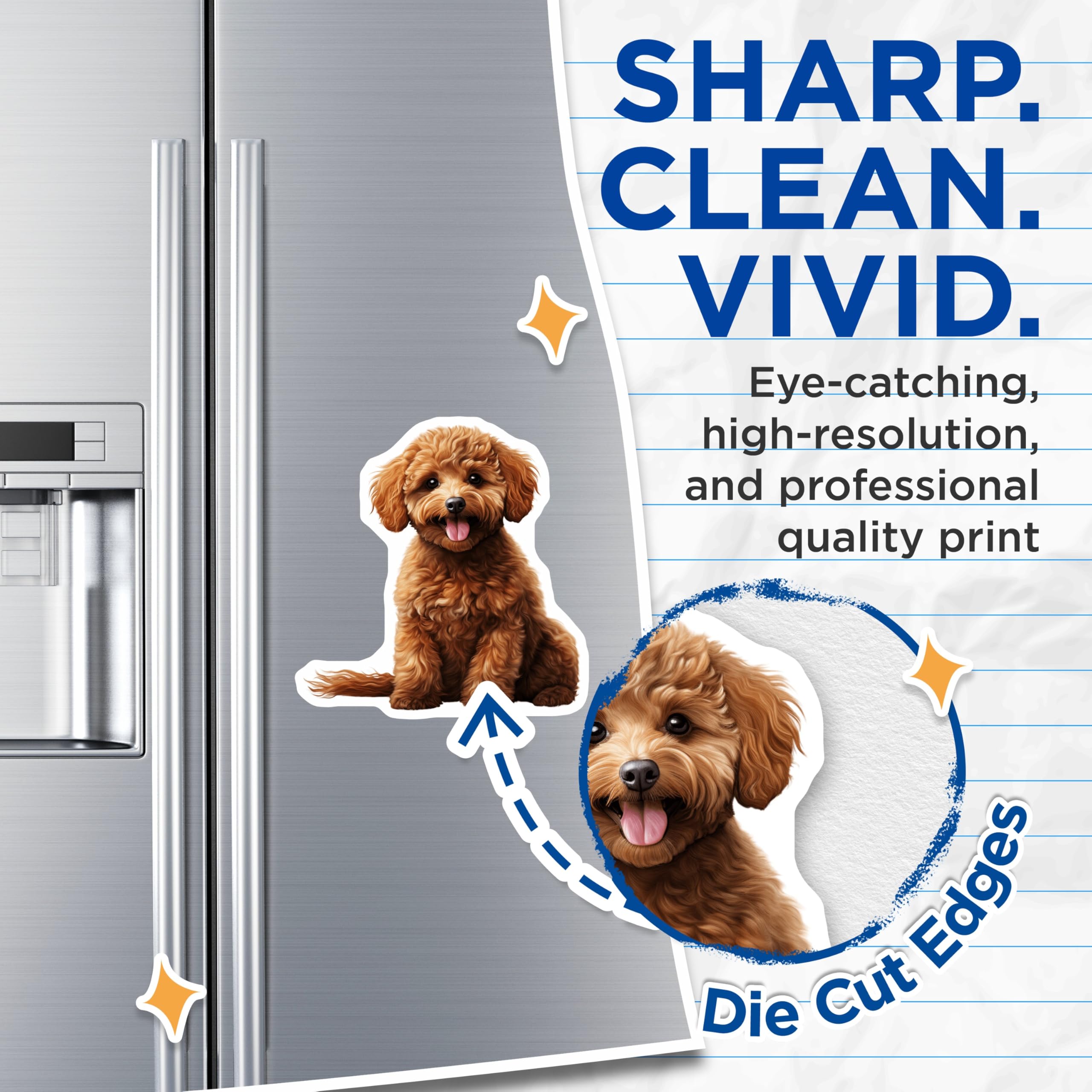 (2 Pack) Cute Goldendoodle Magnets - Labradoodle Dog Decor - Poodle Puppy Fridge Magnets - 5 Inches On Longest Side - Thick Durable Magnet - Made in USA - MAG25180