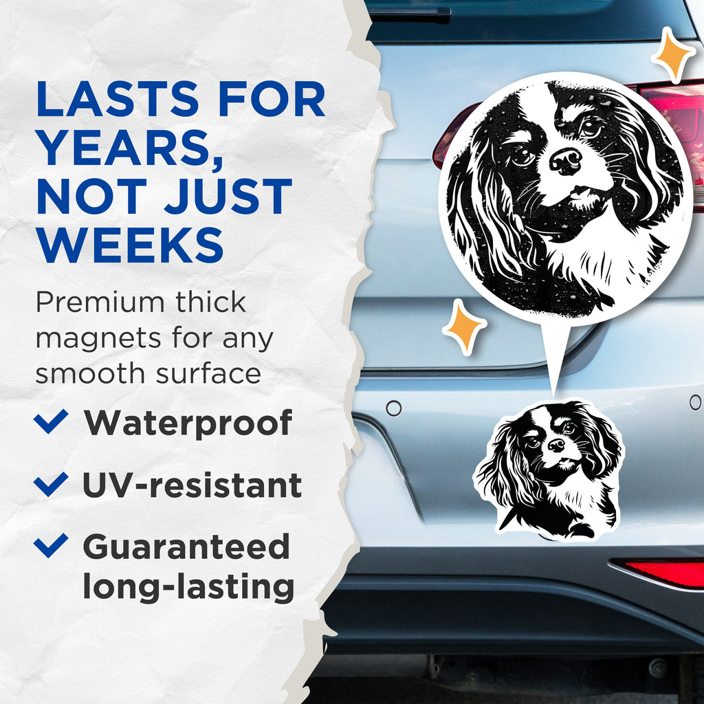 (2 Pack) Cavalier King Charles Spaniel Magnets - Dog Mom Decor - Pet Owner Kitchen Accessories - Animal Lover Refrigerator Art - 5" - Thick Durable Magnet - Made in USA - MAG39600