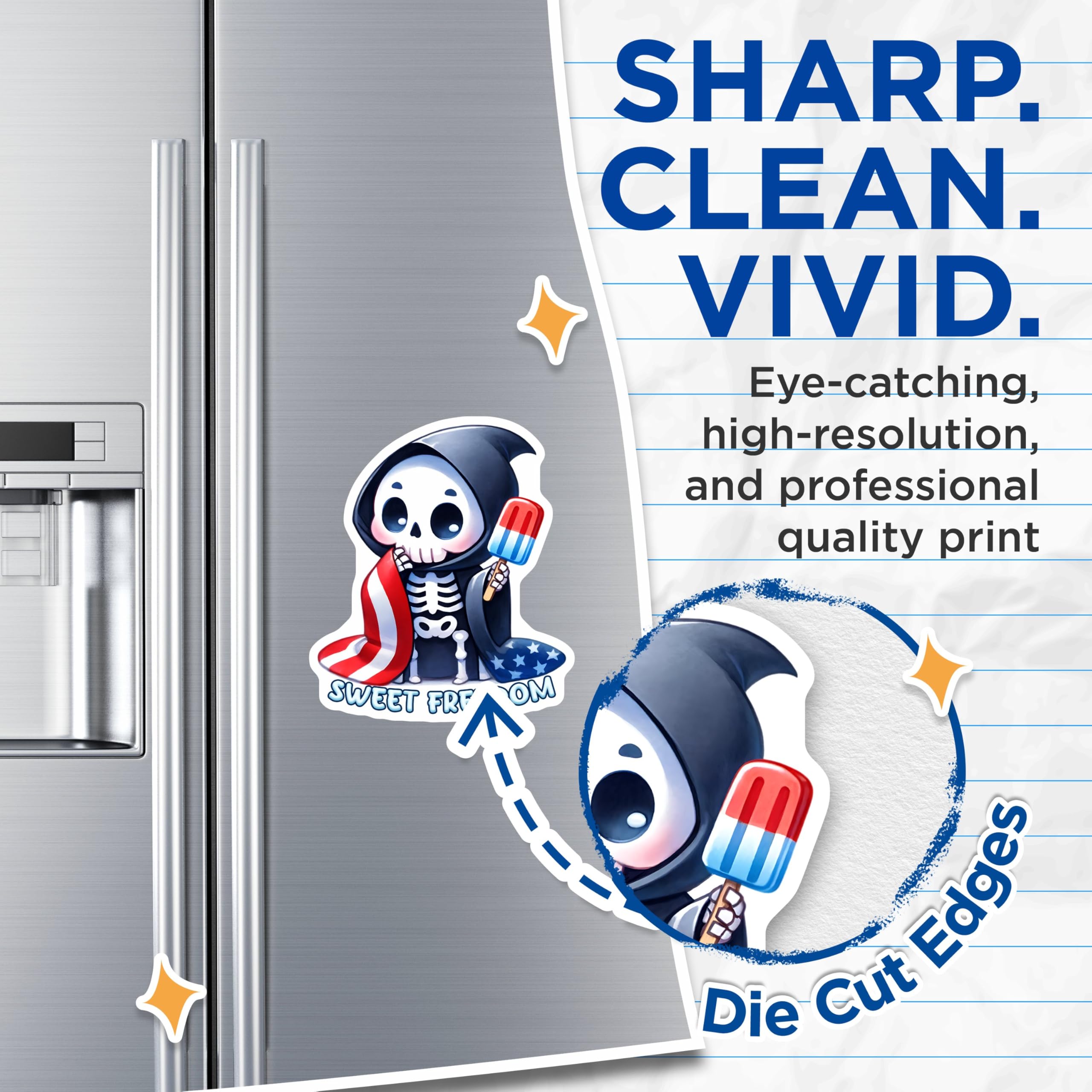 (2 Pack) Sweet Freedom Skeleton Magnets - 5" On Longest Side - for Cars, Fridges, Toolboxes - Mad