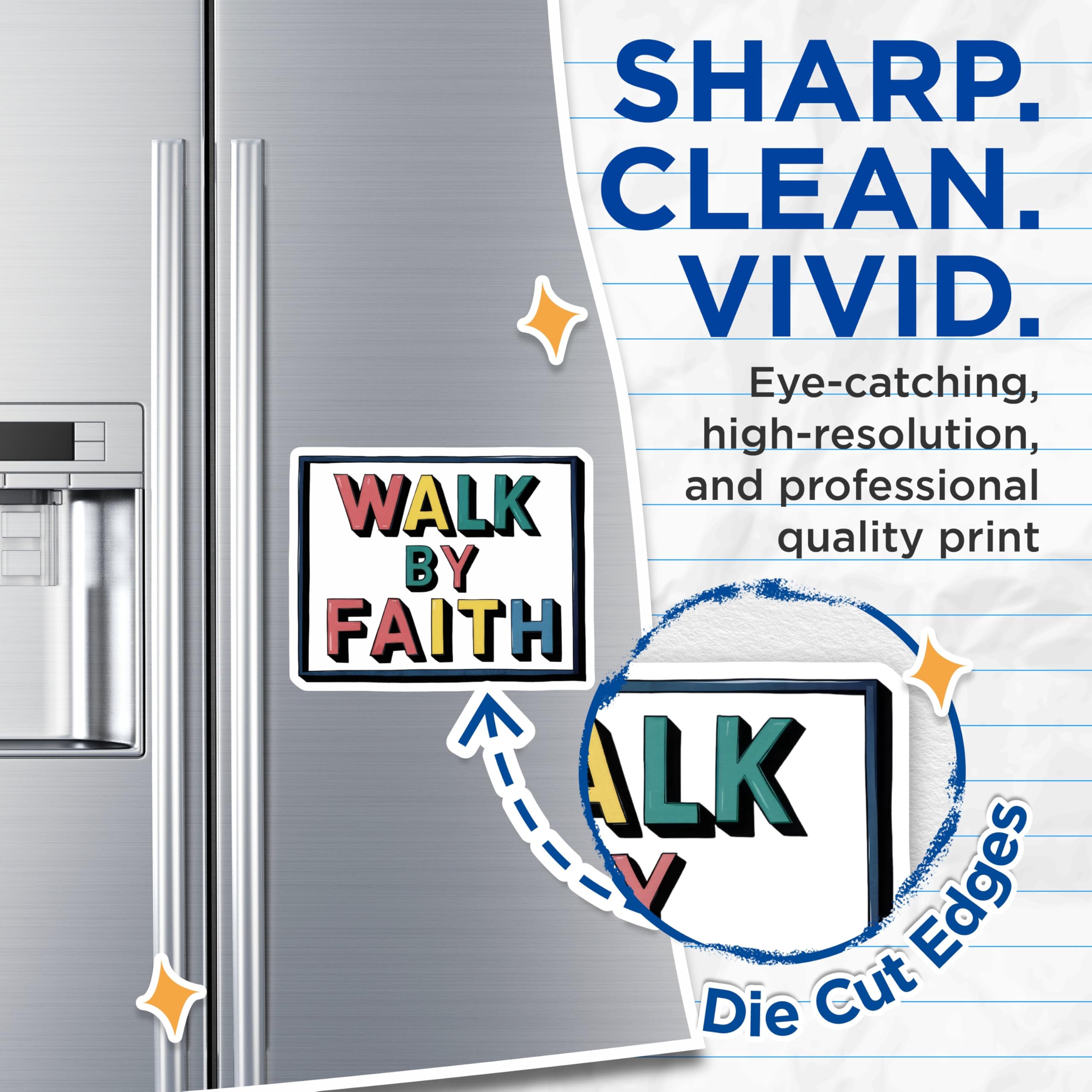 (2 Pack) Walk by Faith Magnets - Christian Inspired Decor - Motivational Fridge Magnets - 5" On Longest Side - Premium Magnet - for Cars, Refrigerators, Toolboxes, Lockers - Made in USA - MAG15684