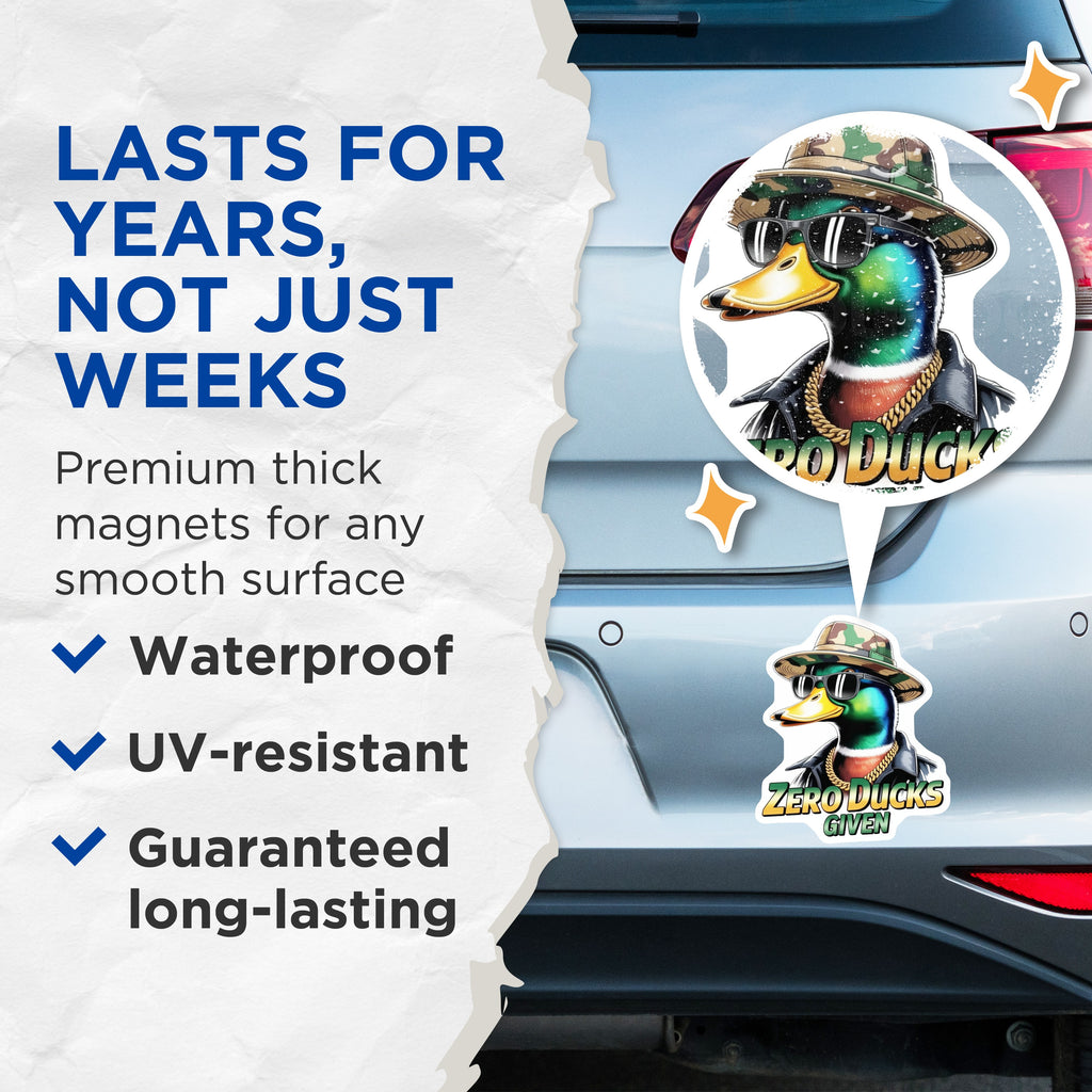 (2 Pack) Zero Ducks Given Funny Magnets - Cool Duck Meme - Sarcastic Refrigerator Office Decor Magnets - 5 Inches On Longest Side - Thick Durable Magnet - Made in USA - MAG39318