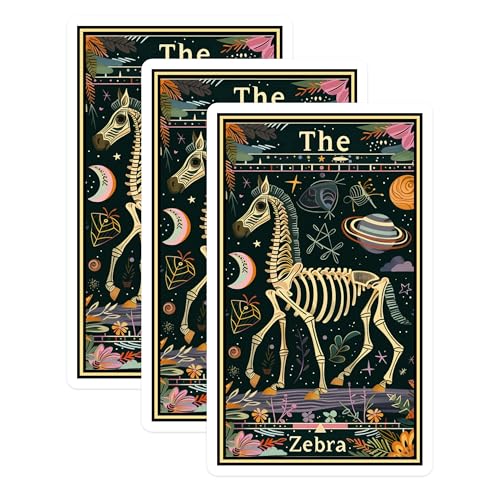 (3 Pack) Zebra Skeleton Decals - Celestial Decal - Fantasy Art Decals - 3 Inches On Longest Side - Easy Peel & Apply - Made in USA - 3MCS2428