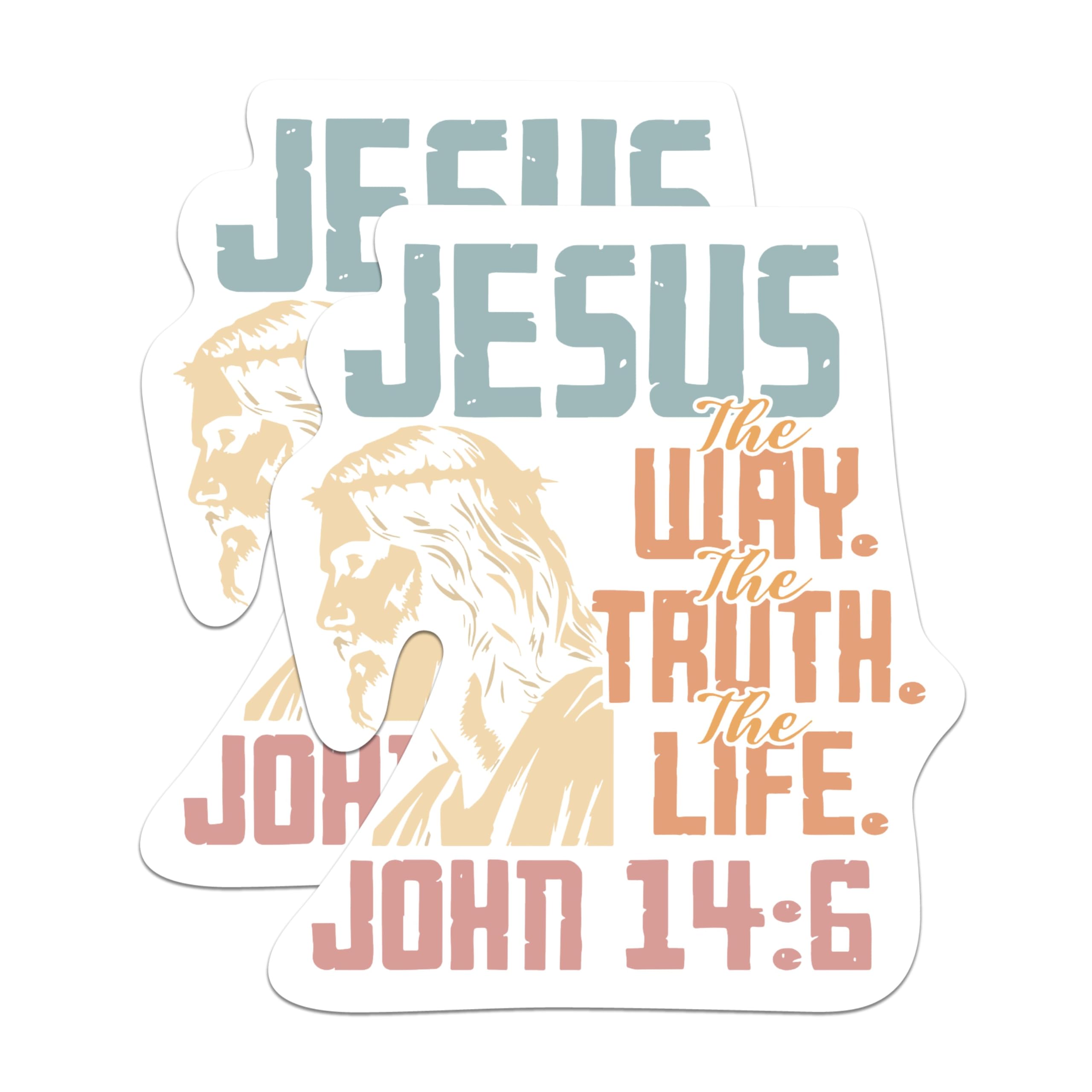 (2 Pack) Jesus The Way The Truth The Life John 14:6 Bible Verse Magnets - Faith Inspiring - 5 Inches On Longest Side - Premium Vinyl - for Cars, Refrigerators, Toolboxes - Made in USA - MAG2210