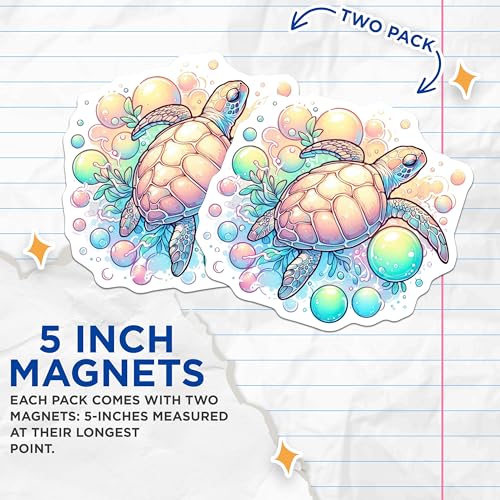(2 Pack) Ocean Life Decoration Magnet - Marine Animal Art - 5" On Longest Side - Sticks to Smooth Flat Surfaces - Made in USA - MAG10094