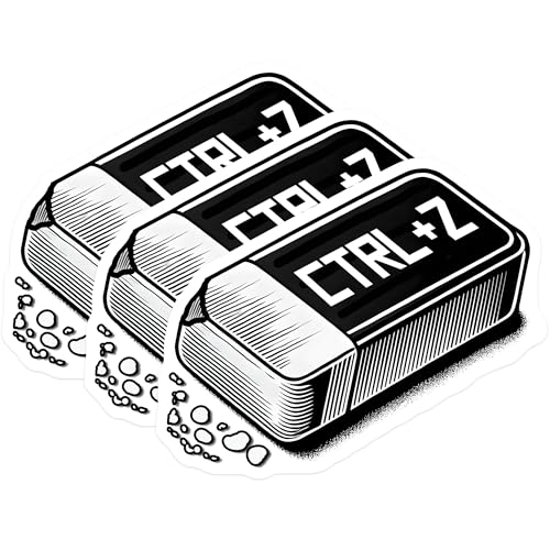 (3 Pack) Ctrl Z Decals - Retro Computer Stickers - Undo Key Decals - 3 Inches On Longest Side - Easy Peel & Apply - Made in USA - 3MCS6191