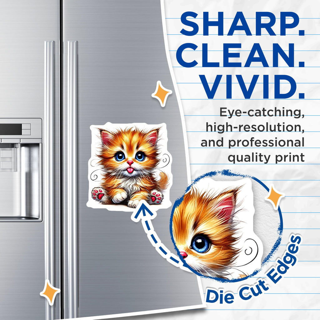 (2 Pack) Ginger Kitten Magnets - Cute Cat Decor - Playful Kitty Refrigerator Magnets - 5" On Longest Side - Premium Magnet - for Cars, Refrigerators, Toolboxes, Lockers - Made in USA - MAG14334