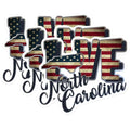 (3 Pack) North Carolina Decals - Love NC - American Flag Decal - 3 Inches On Longest Side - Easy Peel & Apply - Made in USA - 3MCS0325