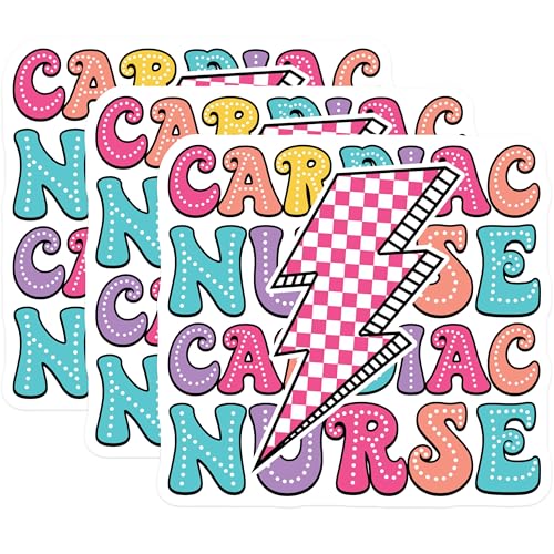 (3 Pack) Cardiac Nurse Decals - Lightning Bolt Stickers - Medical Professional Decal - 3 Inches On Longest Side - Easy Peel & Apply - Made in USA - 3MCS7895