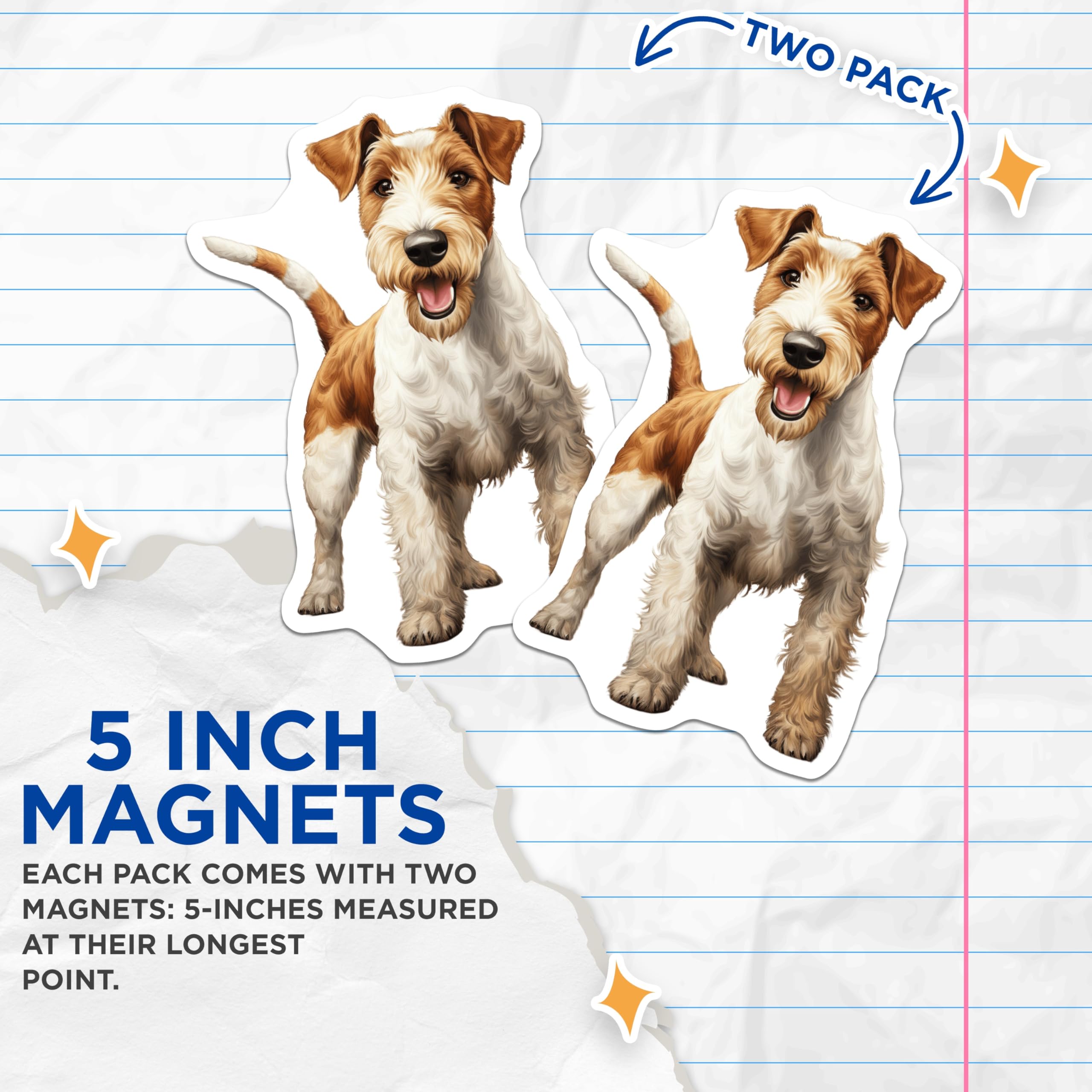 (2 Pack) Wire Fox Terrier Magnets - Dog Breed Decor - Pet Parent Refrigerator Accessories - Terrier Lover Novelty - 5 Inches On Longest Side - Thick Durable Magnet - Made in USA - MAG30259