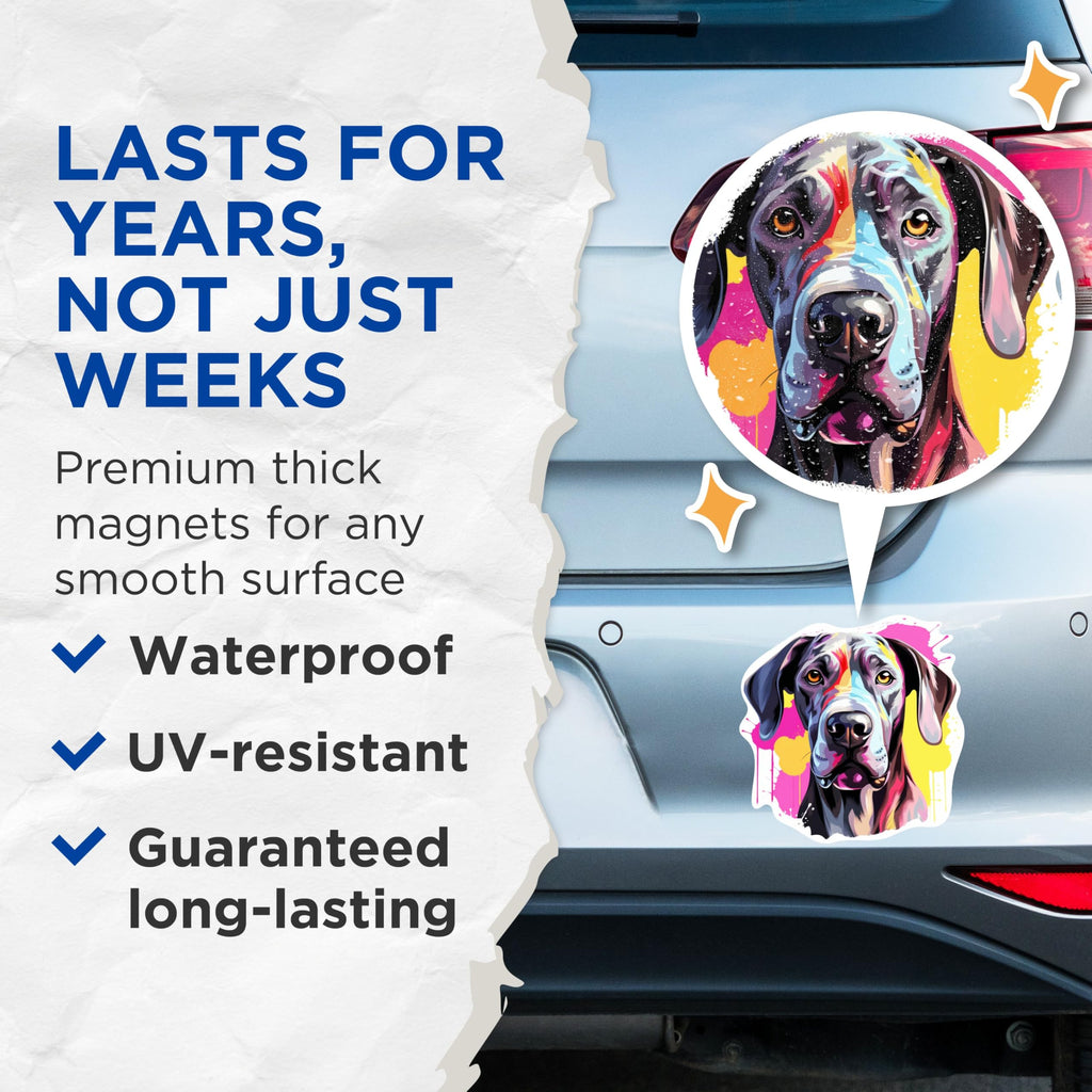 (2 Pack) Great Dane Dog Breed Magnets - 5 Inches On Longest Side - Choose from Over 100 Dog Breeds - for Cars, Refrigerators, Toolboxes - Made in USA - MAG1869