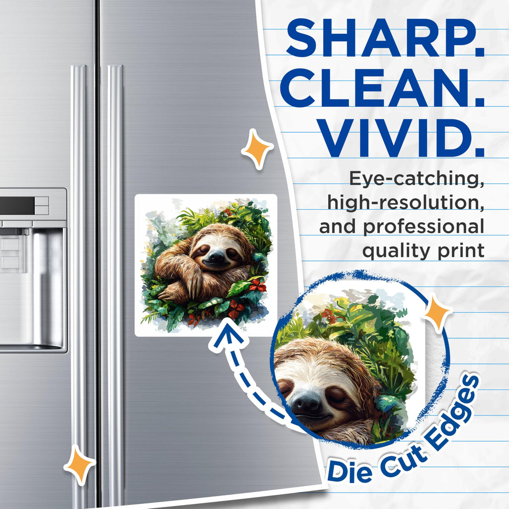 (2 Pack) Cute Sloth Magnets - Sleeping Jungle Friend - Whimsical Refrigerator Art - 5 Inches On Longest Side - Thick Durable Magnet - Made in USA - MAG25849