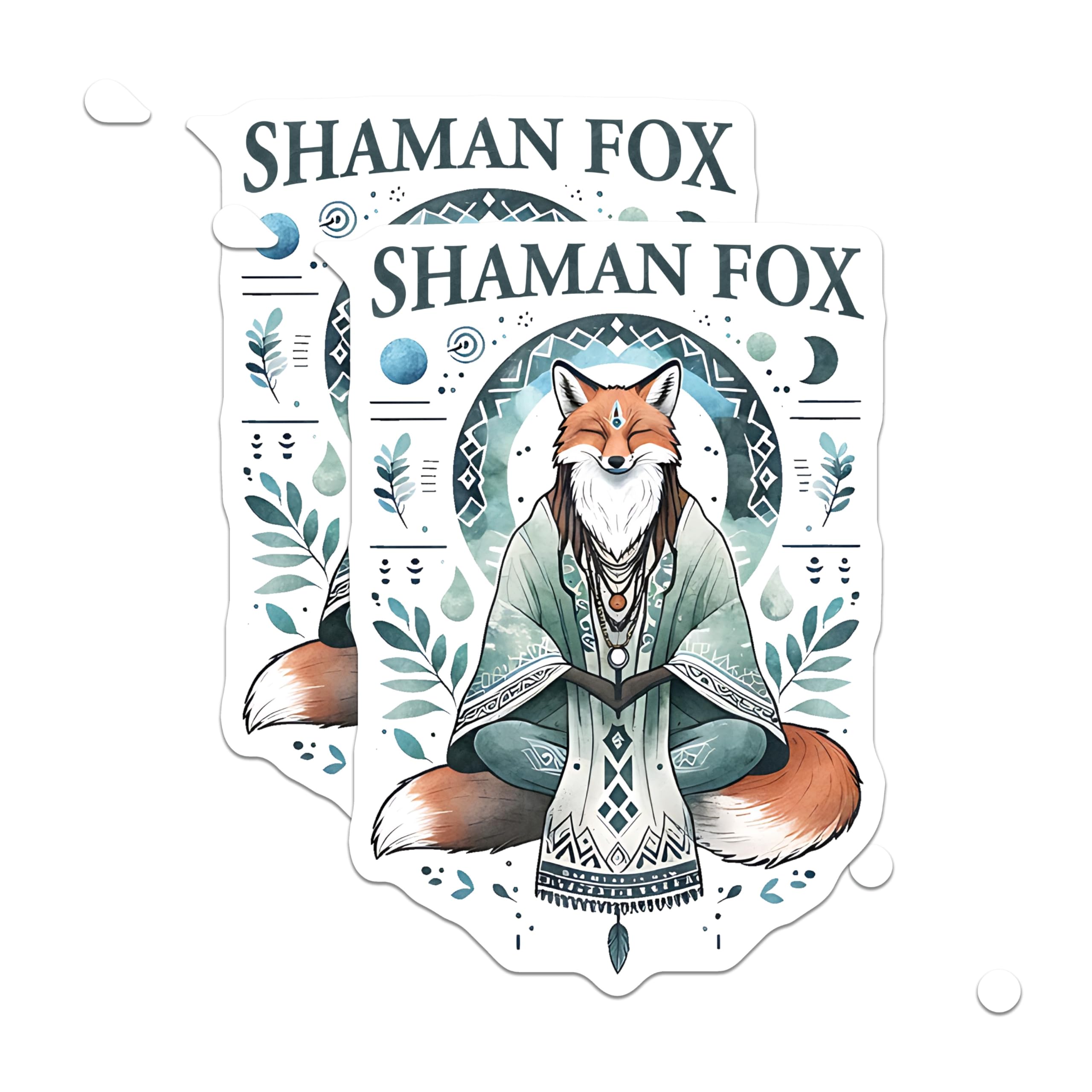 (2 Pack) Shaman Fox Magnets - Meditating Fox Art - Spiritual Nature Decor - Bohemian Zen Animal Spirit - Mystical Creature - 5 Inches On Longest Side - Thick Durable Magnet - Made in USA - MAG22396