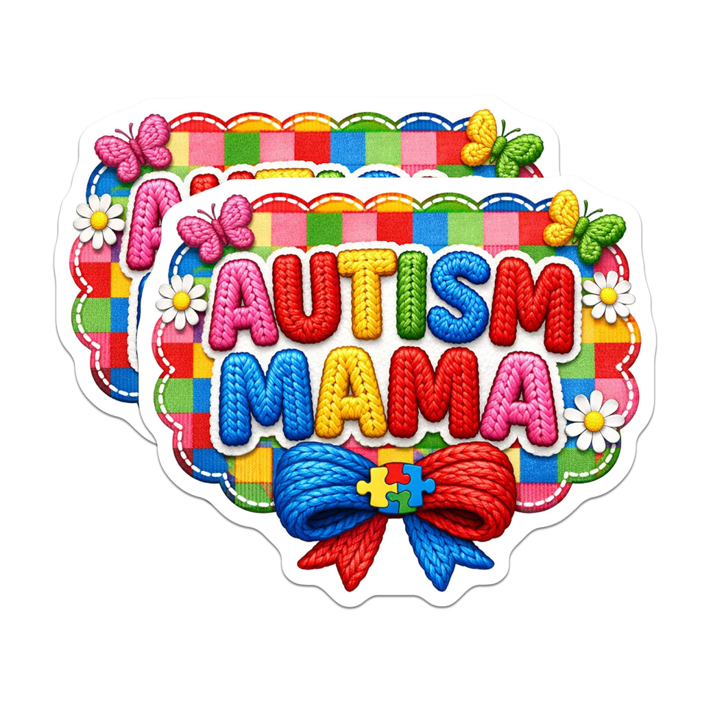 (2 Pack) Autism Mama Magnets - Support Awareness Decor - Puzzle Piece Advocate - 5 Inches On Longest Side - Thick Durable Magnet - Made in USA - MAG22827
