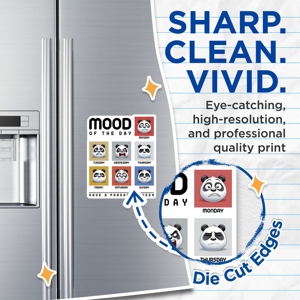 (2 Pack) Panda Mood Magnets - Funny Weekly Mood Chart - Relatable Daily Emotions - Refrigerator Accessory - 5 Inches On Longest Side - Thick Durable Magnet - Made in USA - MAG36864