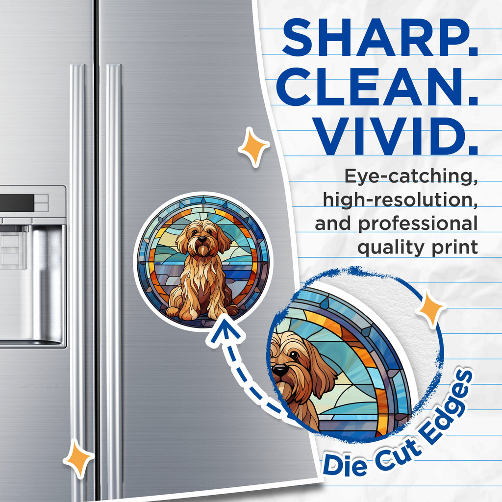 (2 Pack) Doodle Dog Stained Glass Magnets - Pet Lover Refrigerator Magnets - Dog Owner Home Decor Art - 5 Inches On Longest Side - Thick Durable Magnet - Made in USA - MAG38503