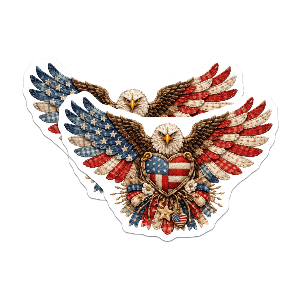 (2 Pack) American Bald Eagle Magnets - USA Flag Heart Patriotism - Independence Day National Bird Fridge Accessories - 5 Inches On Longest Side - Thick Durable Magnet - Made in USA - MAG23034