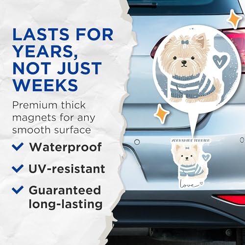 (2 Pack) Yorkshire Terrier Magnets - Cute Dog Magnets - Love Printed Dog Magnets - 5" On Longest Side - for Cars, Fridges, Toolboxes - Made in USA - MAG7311
