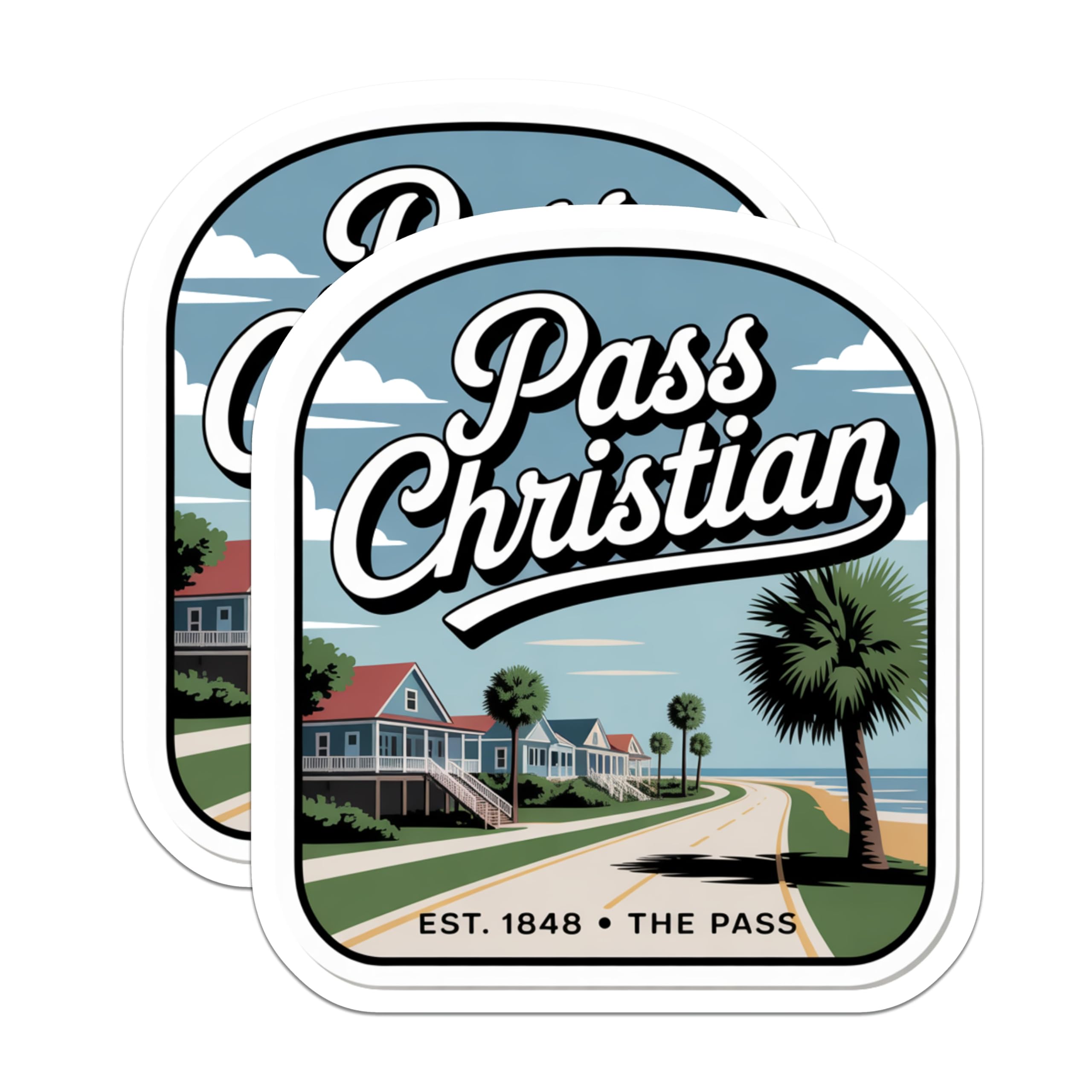 (2 Pack) Pass Christian Magnets - Coastal Souvenir - Mississippi Beach Decor - 5" On Longest Side - Premium Magnet - for Cars, Refrigerators, Toolboxes, Lockers - Made in USA - MAG17160