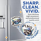 (2 Pack) Napping Expert Magnets - Cute Raccoon Magnet - Funny Sleepy Animal Magnet - 5" On Longest Side - for Cars, Fridges, Toolboxes - Made in USA - MAG4539