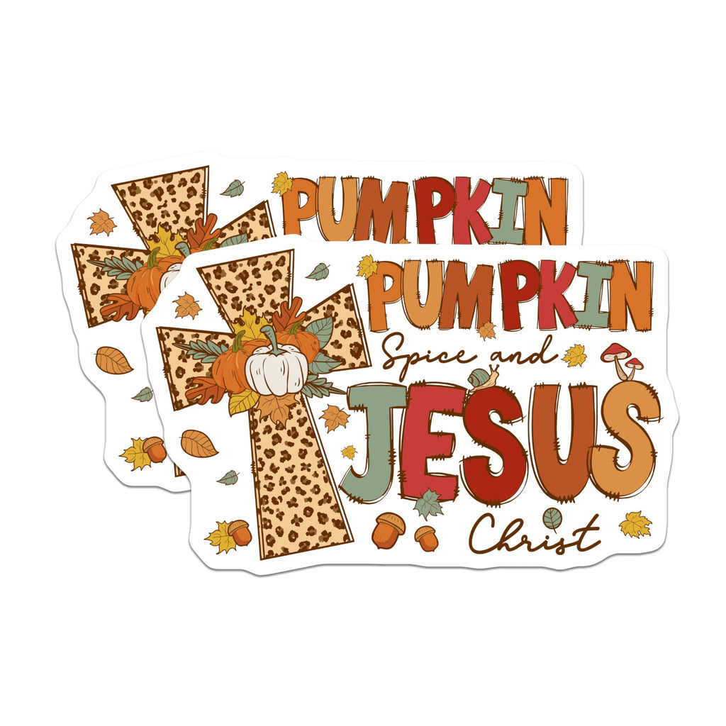 (2 Pack) Pumpkin Spice Jesus Magnets - Fall Christian Kitchen Decor - Autumn Faith Refrigerator Art - 5 Inches On Longest Side - Thick Durable Magnet - Made in USA - MAG23938