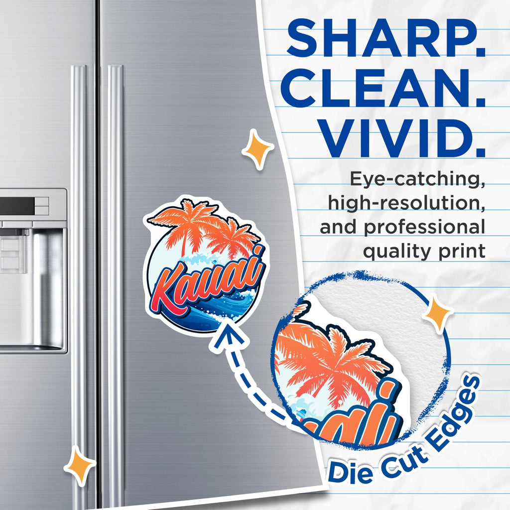 (2 Pack) Kauai Magnets - Hawaii Vacation - Tropical Palm Tree Refrigerator Magnets - 5" On Longest Side - Premium Magnet - for Cars, Refrigerators, Toolboxes, Lockers - Made in USA - MAG18924