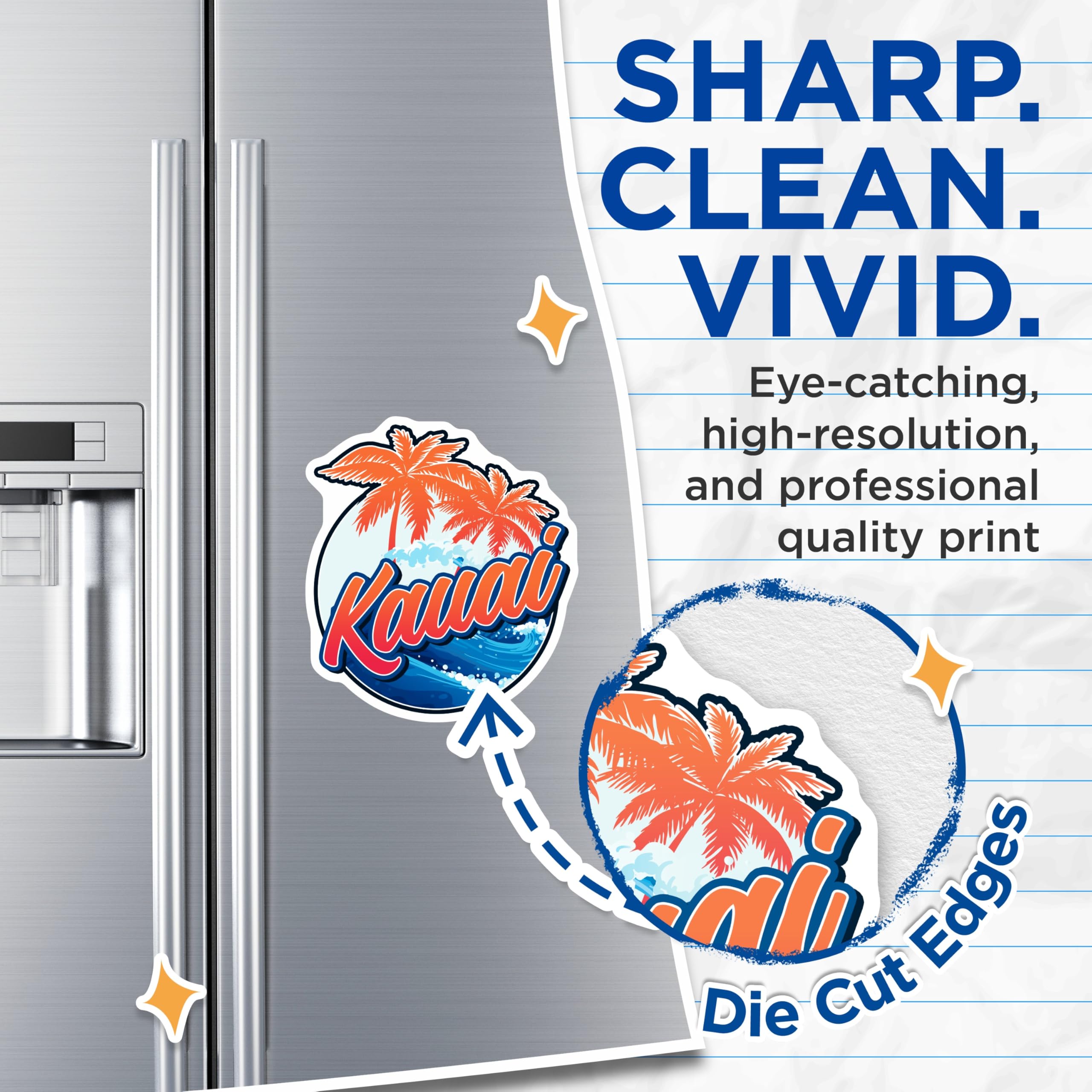 (2 Pack) Kauai Magnets - Hawaii Vacation - Tropical Palm Tree Refrigerator Magnets - 5" On Longest Side - Premium Magnet - for Cars, Refrigerators, Toolboxes, Lockers - Made in USA - MAG18924