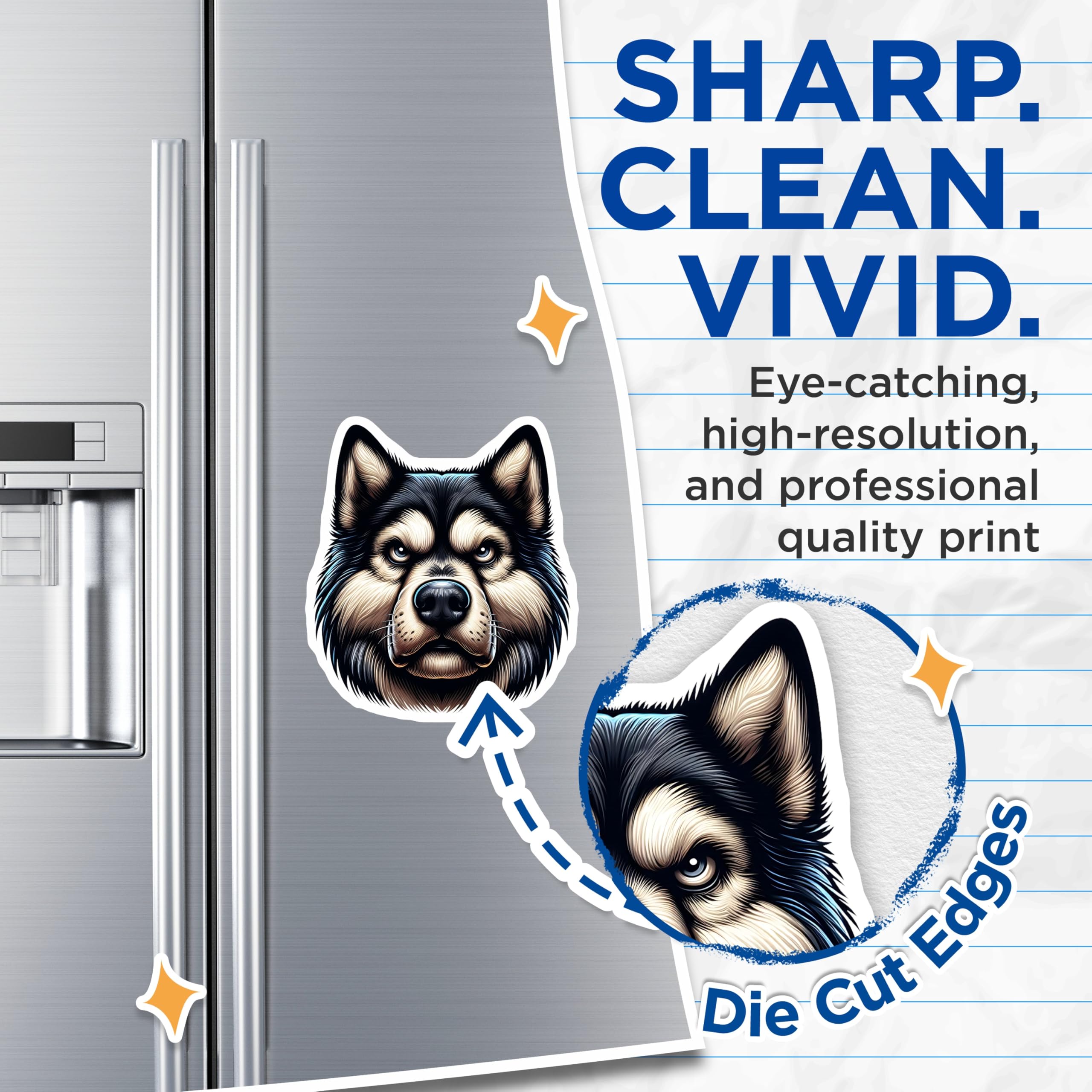 (2 Pack) Husky Magnets - Dog Breed Magnets - Animal Lover Fridge Decor - 5" On Longest Side - Premium Magnet - for Cars, Refrigerators, Toolboxes, Lockers - Made in USA - MAG14919