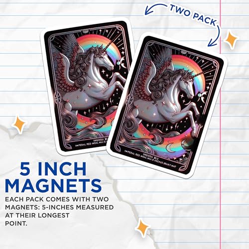 (2 Pack) Fantasy Unicorn Decor Magnet - 5" On Longest Side - Sticks to Smooth Flat Surfaces - Made in USA - MAG10121