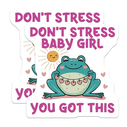 (2 Pack) Frog Sticker - Motivational Sticker - Cute Sticker - Inspirational Sticker for Kids - Waterproof Decal - 5" On Longest Side - Sticks to Smooth Flat Surfaces - Made in USA - BMCS5625