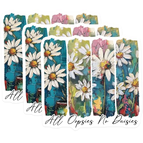 (3 Pack) Daisy Flower Decals - Floral Laptop Decal - Painted Daisy Art - 3 Inches On Longest Side - Easy Peel & Apply - Made in USA - 3MCS8207