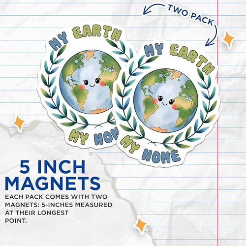 (2 Pack) Earth Day Magnets - World Awareness Decor - 5" On Longest Side - for Cars, Fridges, Toolboxes - Made in USA - MAG7684