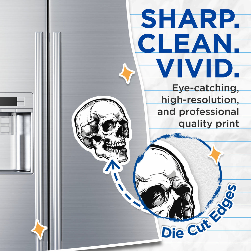 (2 Pack) Skull Head Magnets - Gothic Alternative Decor - Edgy Macabre Art Refrigerator Locker - 5 Inches On Longest Side - Thick Durable Magnet - Made in USA - MAG37655