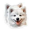 (2 Pack) Samoyed Dog Magnets - Cute White Puppy Decor - Fluffy Canine Smile Accent - 5 Inches On Longest Side - Thick Durable Magnet - Made in USA - MAG23438
