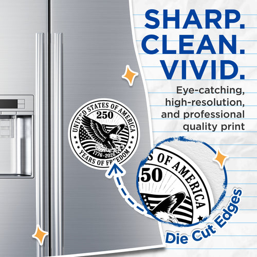 (2 Pack) 250 Years Freedom Magnets - US America Eagle Fridge Decor - 1776-2026 Patriotic Vehicle Commemorative Decals - 5 Inches On Longest Side - Thick Durable Magnet - Made in USA - MAG37061