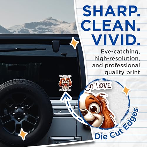 (2 Pack) Fur-Ever in Love Dog Stickers - Cute Dog Lover Stickers - Adorable Pet Stickers for Laptops - 5" On Longest Side - Sticks to Any Smooth Flat Surface - Made in USA - BMCS2817