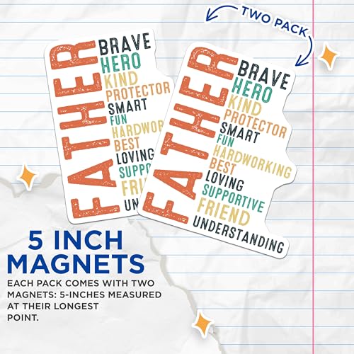 (2 Pack) Dad Hero Magnets - Father Appreciation Magnets - Thoughtful Dad Quote Magnets - 5" On Longest Side - for Cars, Refrigerators, Toolboxes, Lockers - Made in USA BMCS3103