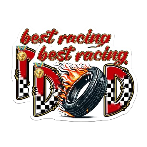 (2 Pack) Best Racing Dad Magnets - Father's Day Car Decor - Racing Enthusiast Gift - Trophy Winner Dad - 5" On Longest Side - for Cars, Fridges, Toolboxes - Made in USA - MAG7491