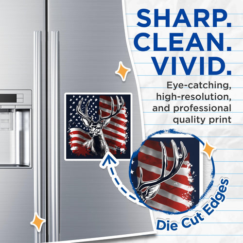 (2 Pack) American Flag Deer Magnets - Patriotic Hunter Buck Decor - USA Wildlife Refrigerator Art Accessory - 5 Inches On Longest Side - Thick Durable Magnet - Made in USA - MAG19608