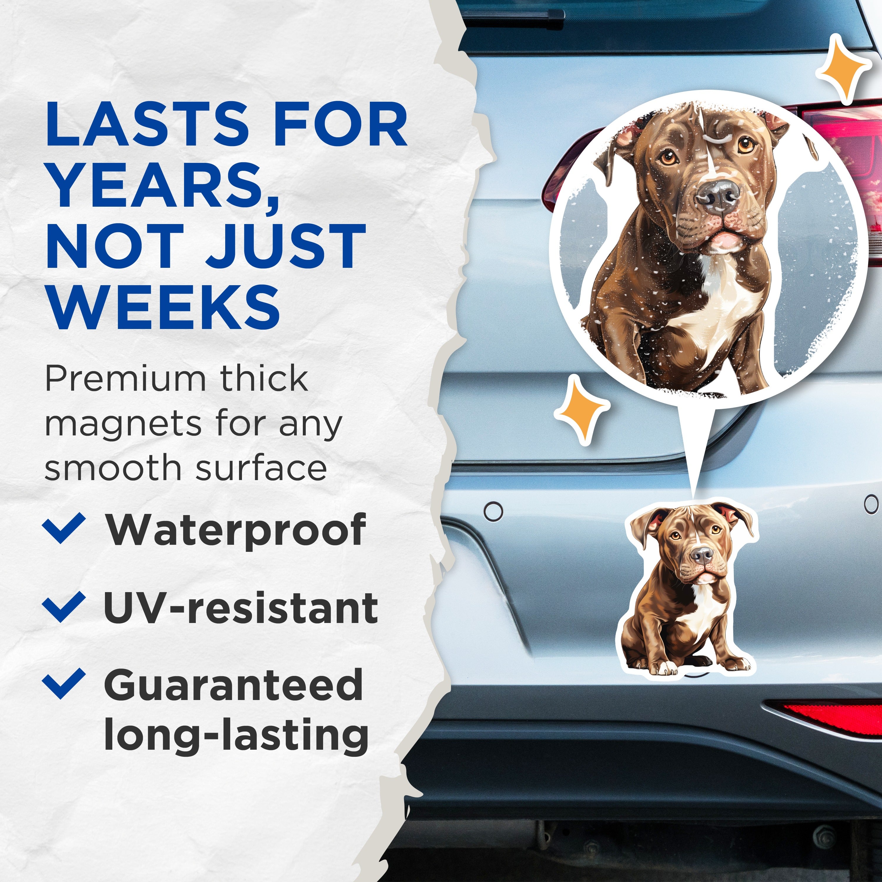 (2 Pack) Pitbull Dog Magnets - Brown Pitbull Art - Loyal Companion Refrigerator Decor - Dog Mom Pet Parent Accessory - 5 Inches On Longest Side - Thick Durable Magnet - Made in USA - MAG37699