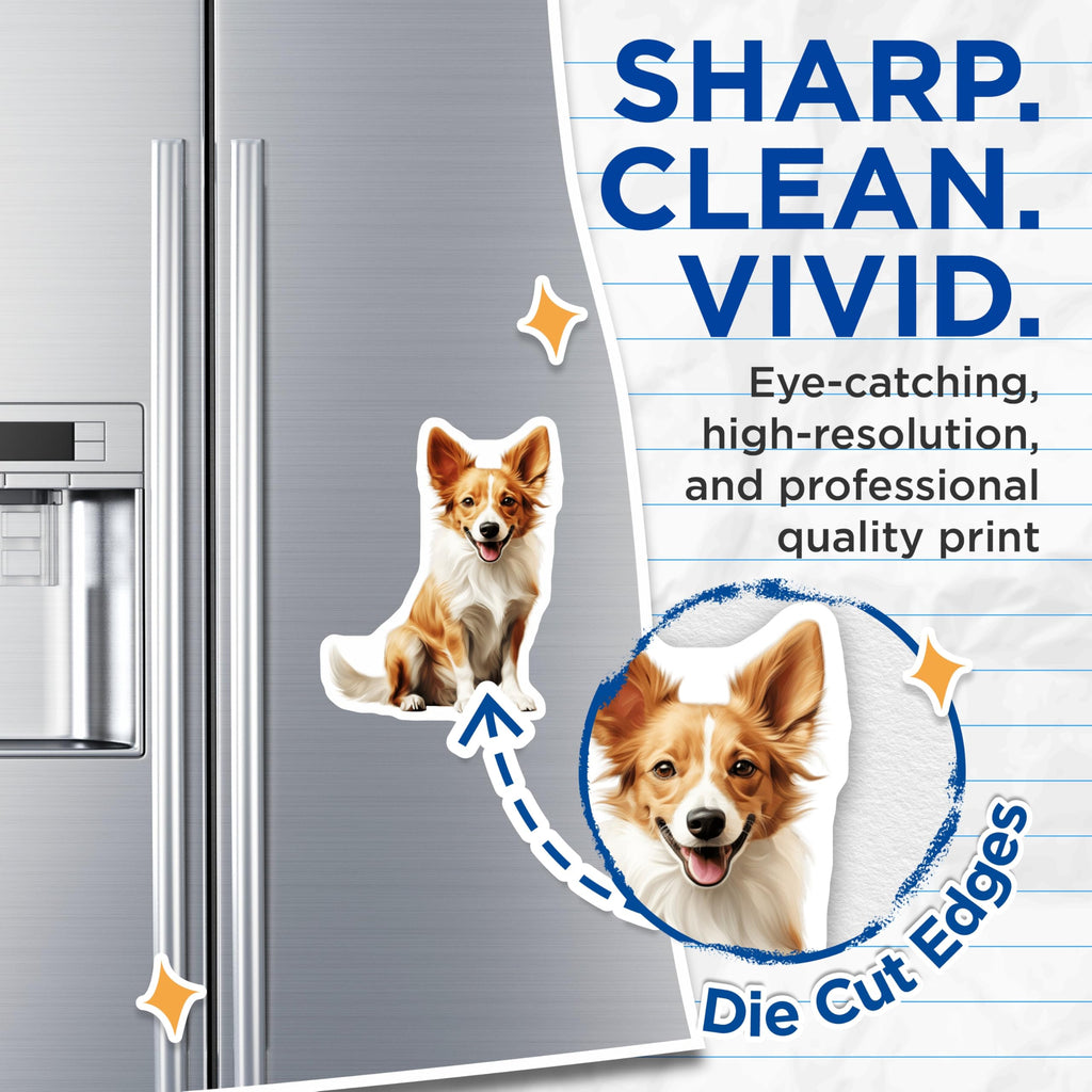(2 Pack) Happy Smiling Dog Magnets - Cute Pet Lover Decor - Animal Enthusiast Collectible - 5 Inches On Longest Side - Thick Durable Magnet - Made in USA - MAG26265
