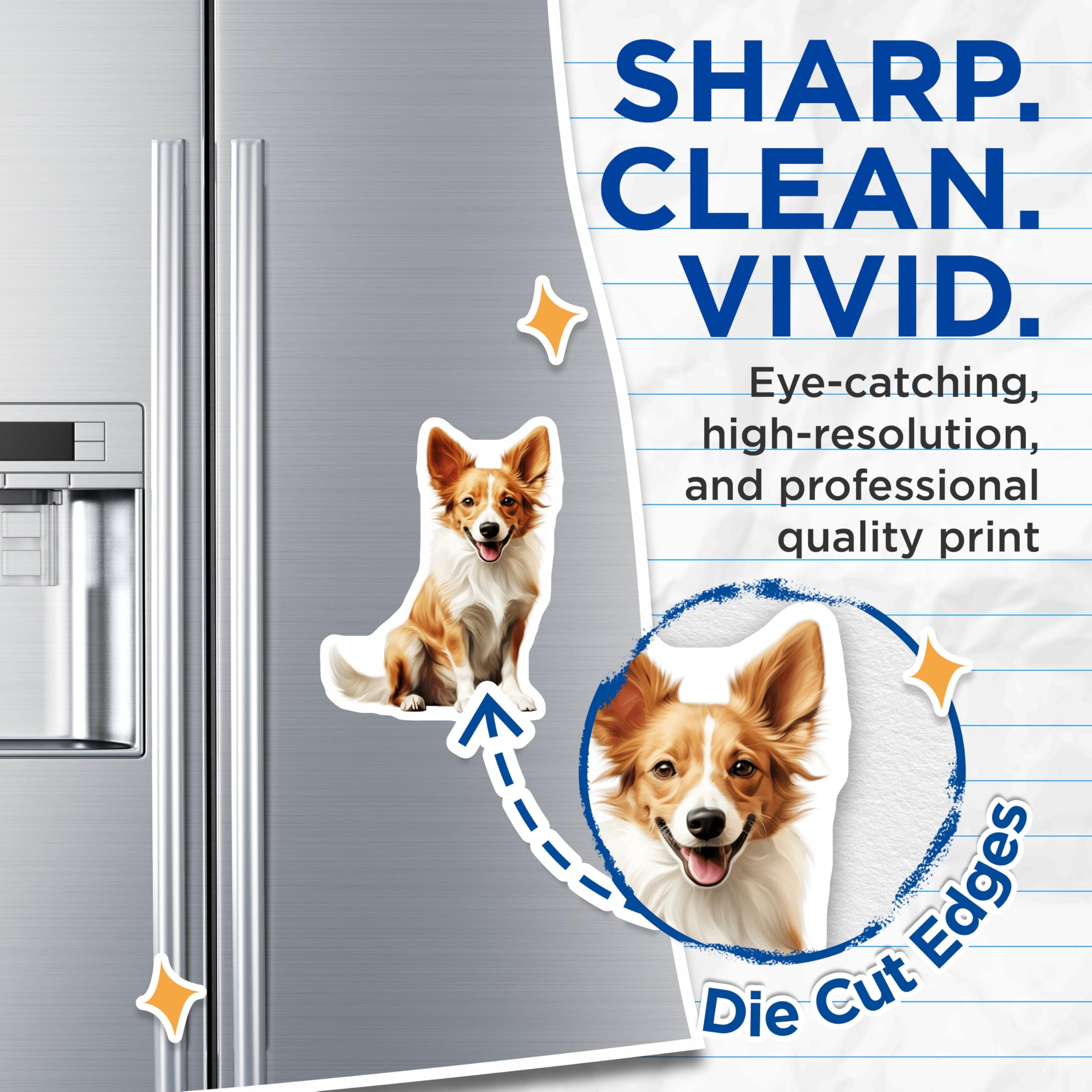(2 Pack) Happy Smiling Dog Magnets - Cute Pet Lover Decor - Animal Enthusiast Collectible - 5 Inches On Longest Side - Thick Durable Magnet - Made in USA - MAG26265