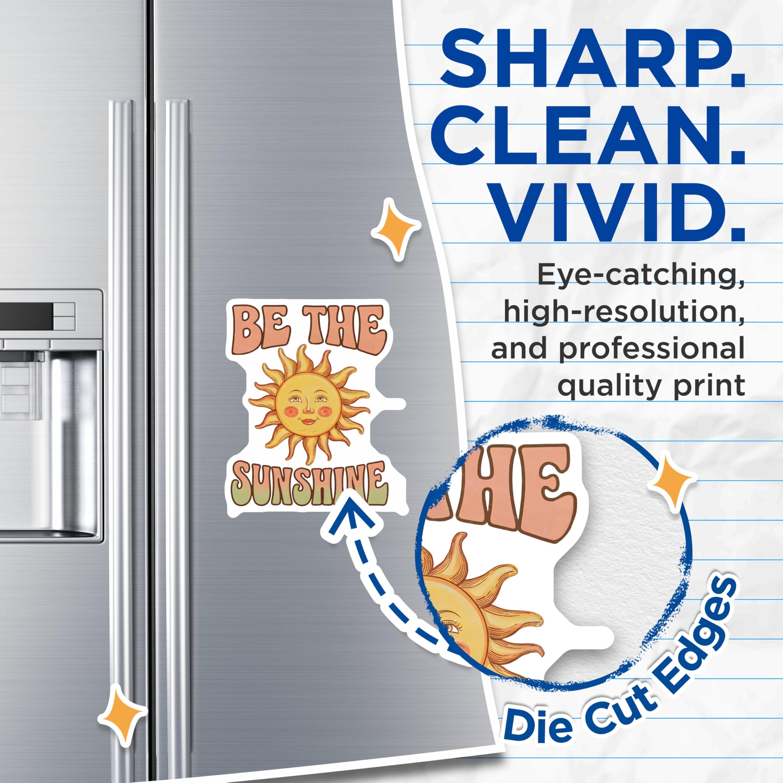 (2 Pack) Sunshine Magnets - Retro Sun Art - Positive Quote Decor - 5" On Longest Side - Premium Magnet - for Cars, Refrigerators, Toolboxes, Lockers - Made in USA - MAG18502