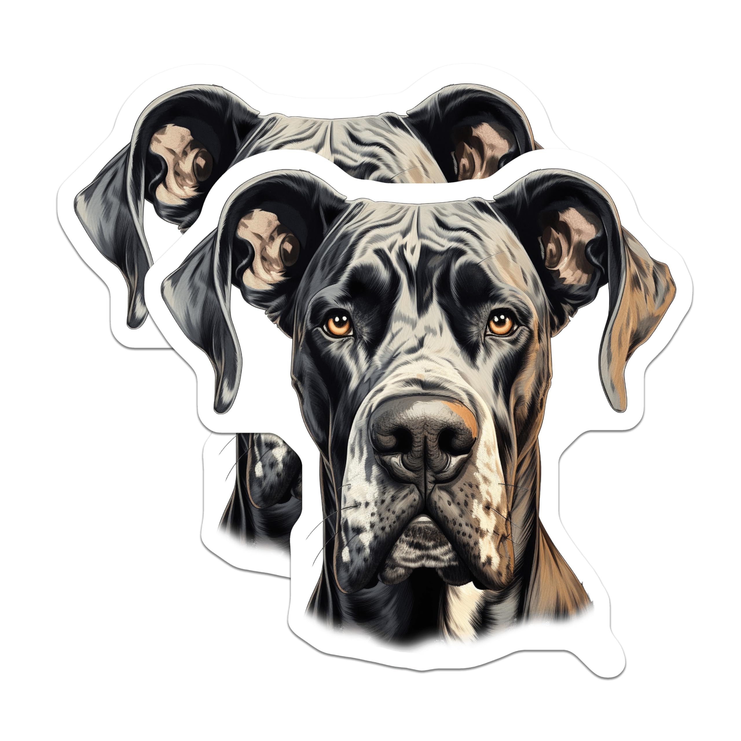 (2 Pack) Great Dane Magnets - Harlequin Dog Portrait - Dog Mom Dad Home Decor Accent - 5 Inches On Longest Side - Thick Durable Magnet - Made in USA - MAG28318