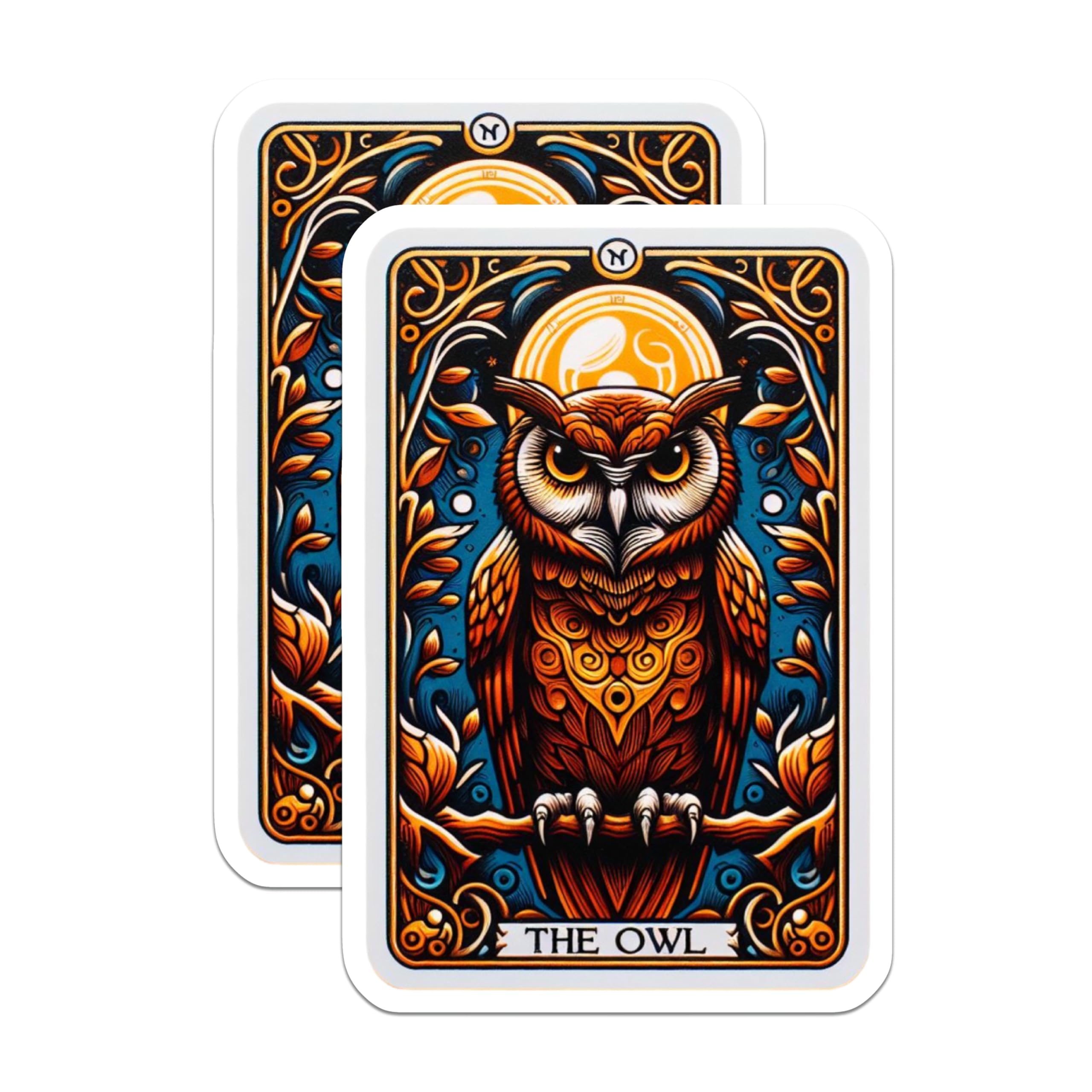 (2 Pack) Mystical Owl Magnets - Ornate Bohemian Forest Bird Art - Spiritual Wildlife Refrigerator Decor Accent - 5 Inches On Longest Side - Thick Durable Magnet - Made in USA - MAG20558