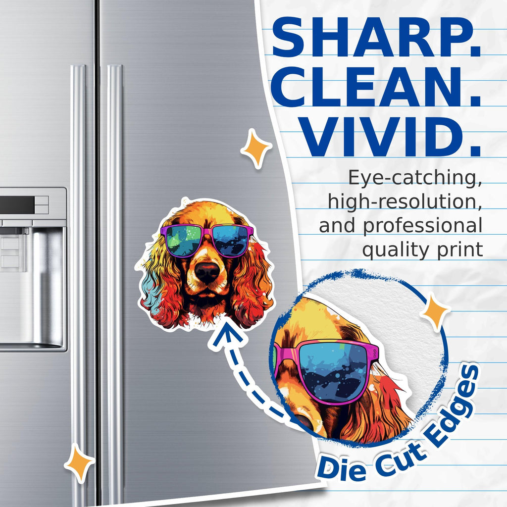 (2 Pack) Cocker Spaniel Dog Magnets - Cocker Spaniel with Sunglasses - Choose FromOver 100 Dog Breeds - 5" On Longest Side - Premium Magnet - Made in USA - MAG0340